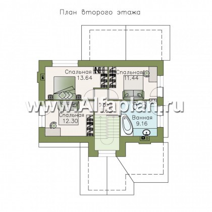 Проекты домов Альфаплан - «Берег» - современный компактный коттедж для небольшого участка - превью плана проекта №3