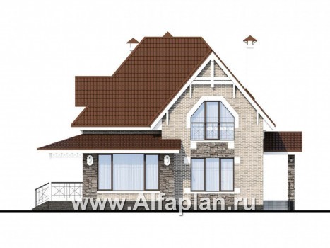 Проекты домов Альфаплан - «Галант» - небольшой мансардный дом с удобной верандой - превью фасада №1