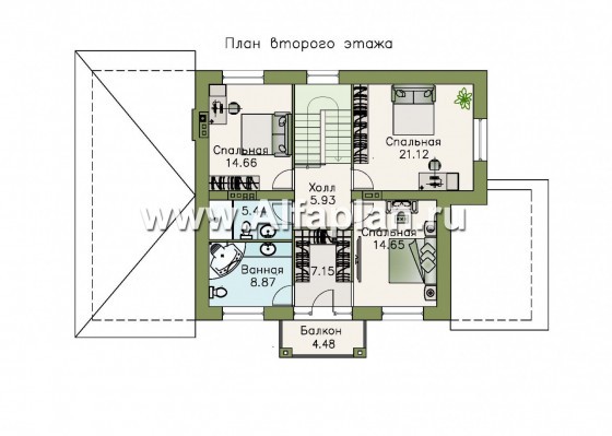 Проекты домов Альфаплан - Респектабельный коттедж с гаражом и верандой - превью плана проекта №2