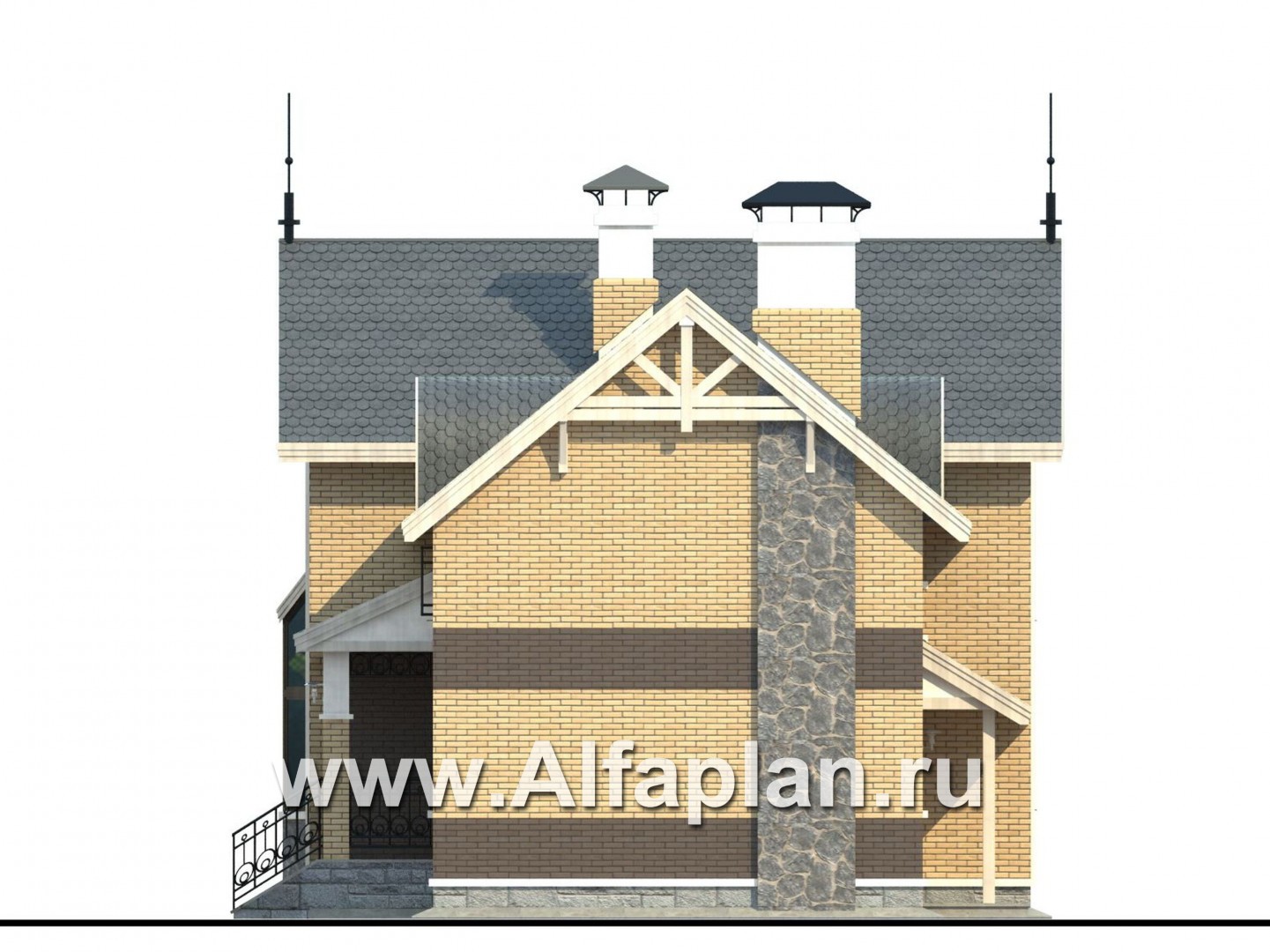 Проекты домов Альфаплан - «Фантазия» - проект дома с компактным планом для небольшого участка - изображение фасада №2