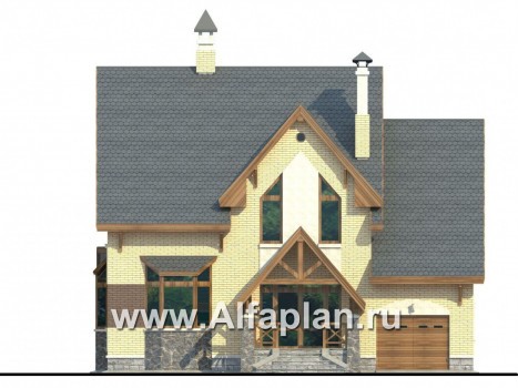 Проекты домов Альфаплан - «Норд» - проект двухэтажного загородного дома с гаражом и террасой - превью фасада №1