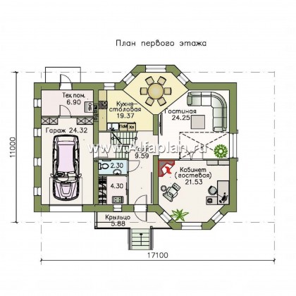 Проекты домов Альфаплан - «Регенсбург» - проект коттеджа в немецкой традиции - превью плана проекта №1