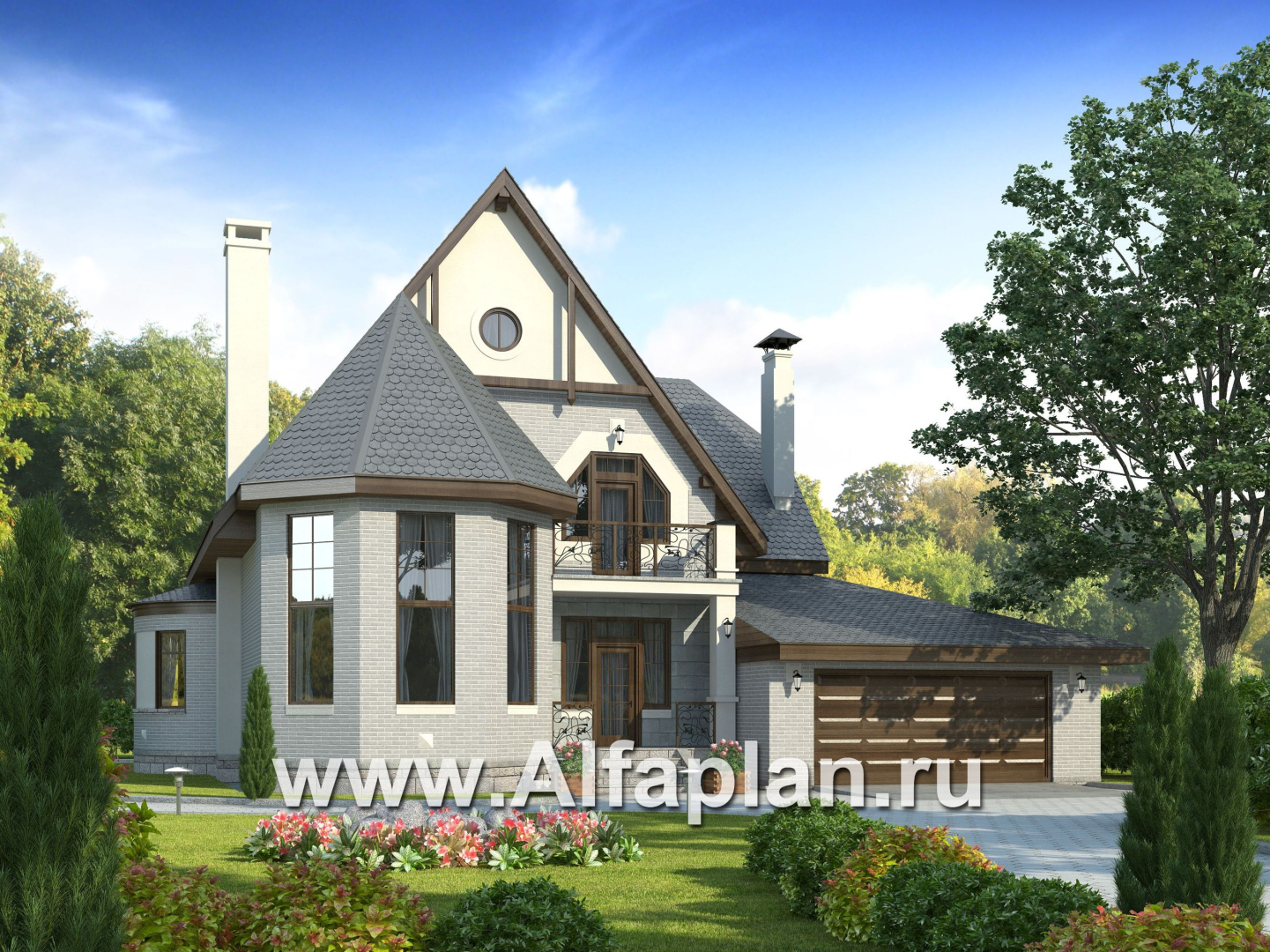 Проекты домов Альфаплан - «Ленский» - романтический дом  для большой семьи - дополнительное изображение №1