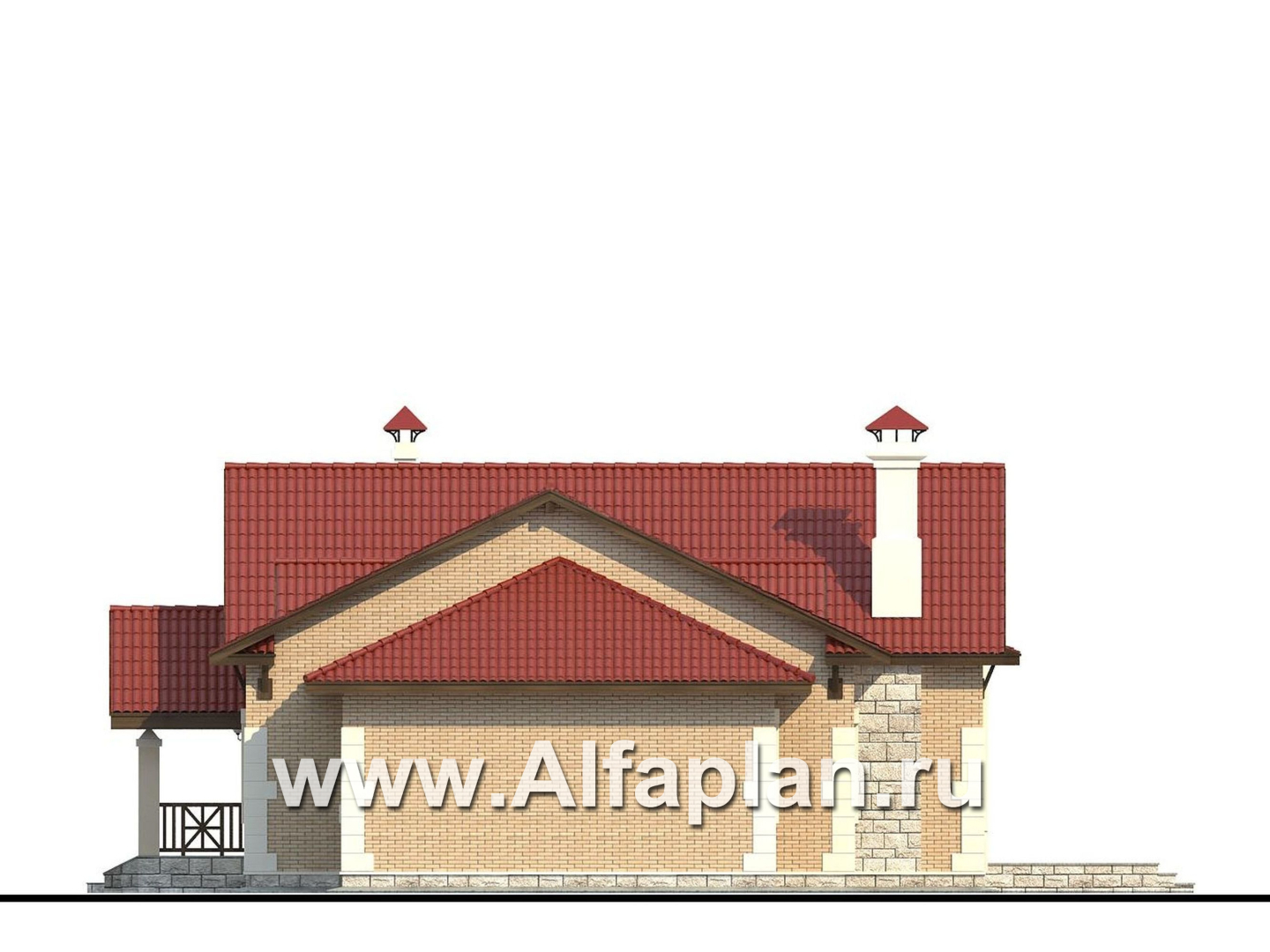 Проекты домов Альфаплан - «Поместье» - одноэтажный дом с удобной планировкой - изображение фасада №2