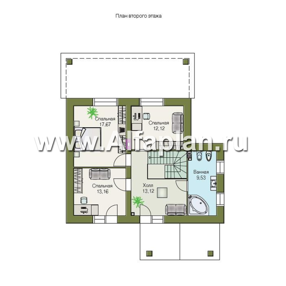 Проекты домов Альфаплан - «Шесть соток» - дом для маленького участка - план проекта №2