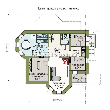 Проекты домов Альфаплан - «Успех Плюс» — удобный коттедж с цокольным этажом - превью плана проекта №1