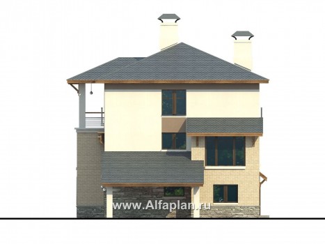 Проекты домов Альфаплан - Дом из газобетона «Аура» в современном стиле - превью фасада №2