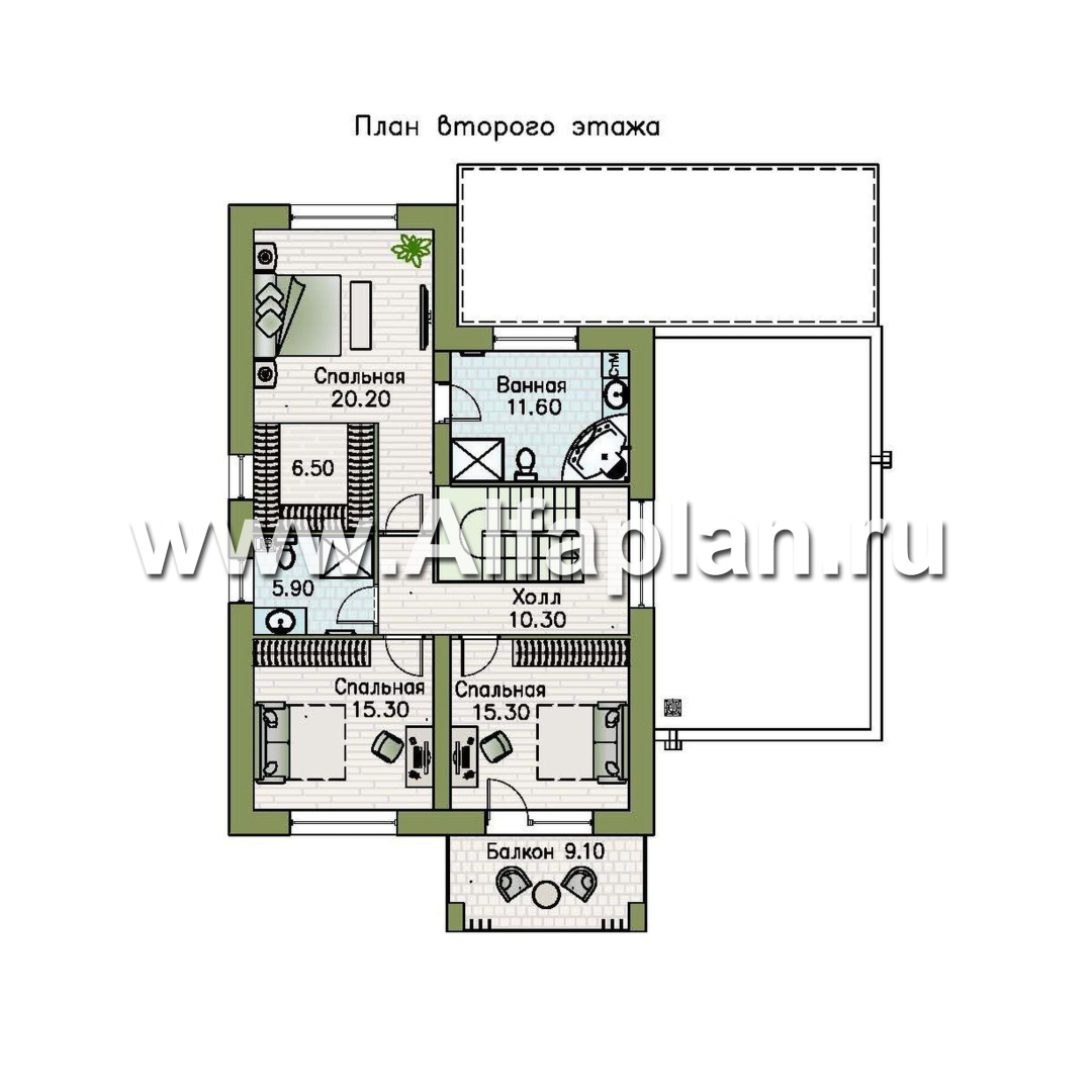 Проекты домов Альфаплан - «Футура» - современный двухэтажный дом с плоской кровлей - изображение плана проекта №2