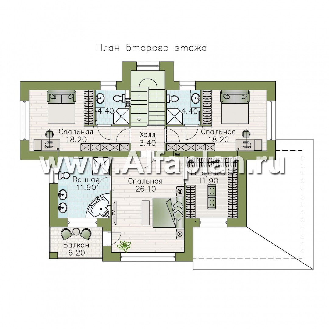 Проекты домов Альфаплан - «Фрида» - проект современного двухэтажного дома с удобной планировкой - изображение плана проекта №2