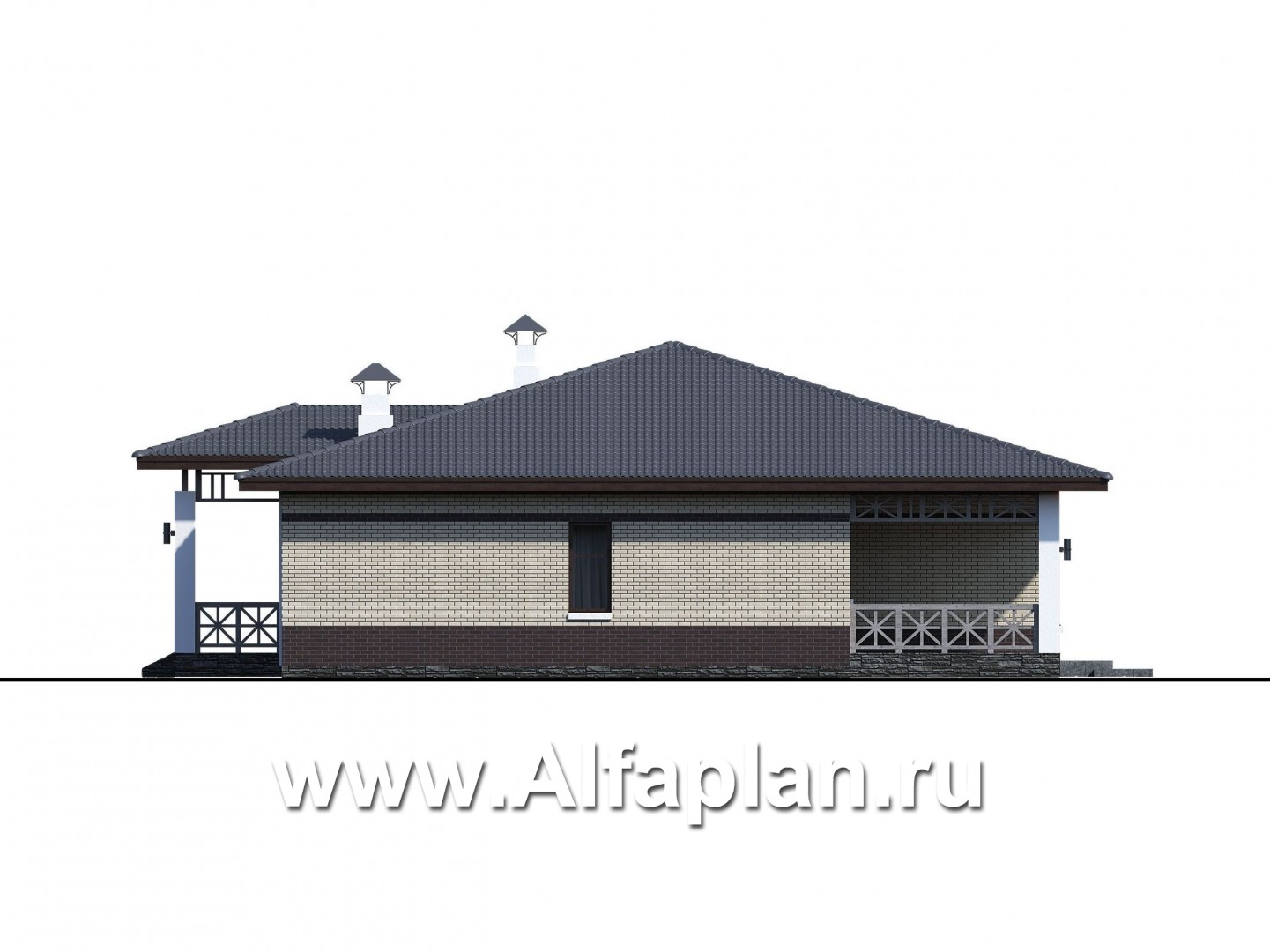Проекты домов Альфаплан - «Аризона» - уютный одноэтажный дом с террасой - изображение фасада №1