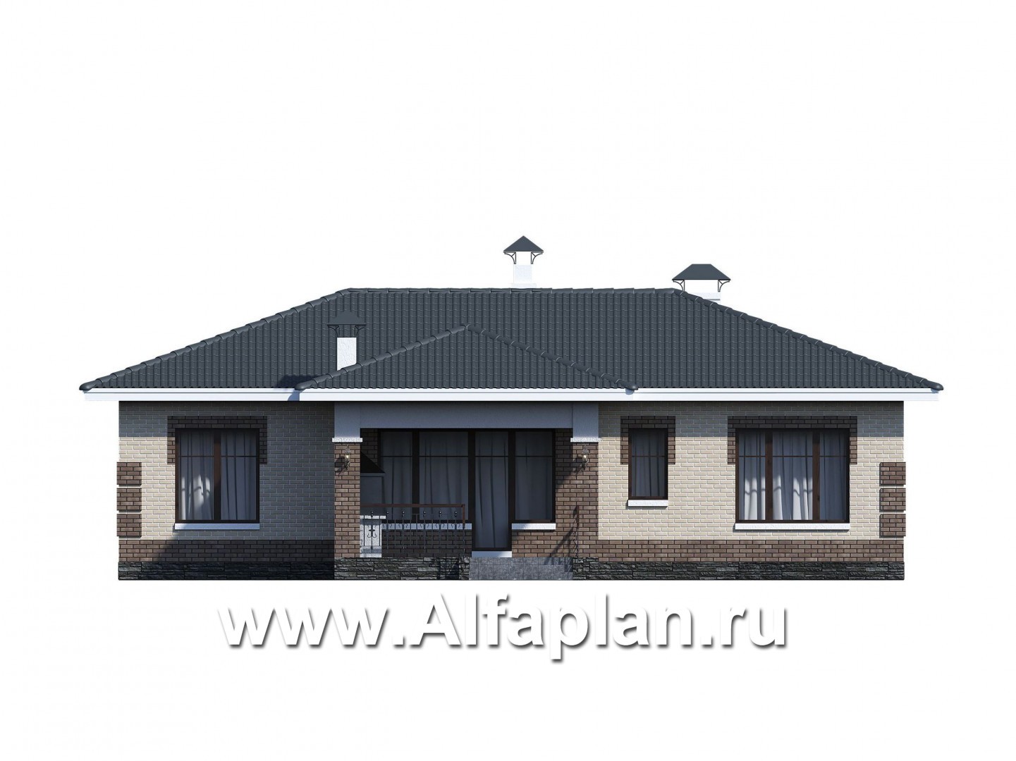 Проекты домов Альфаплан - «Авалон» - стильный одноэтажный дом - изображение фасада №2