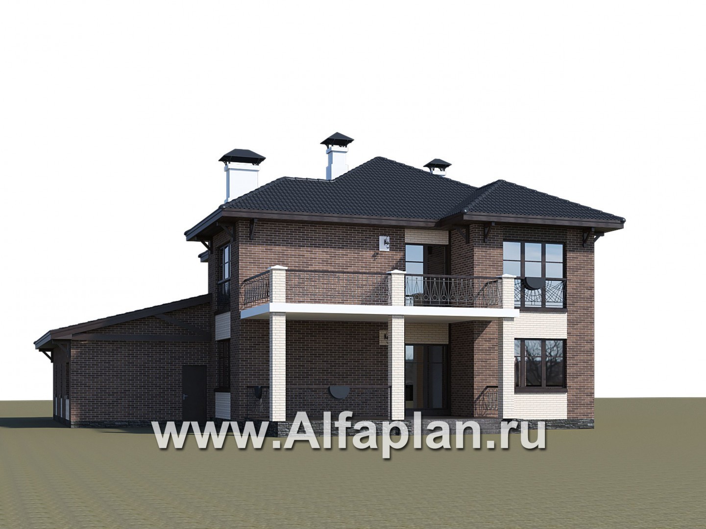 Проекты домов Альфаплан - "Монтекки" - двухэтажный коттедж с гаражом на две машины - дополнительное изображение №2