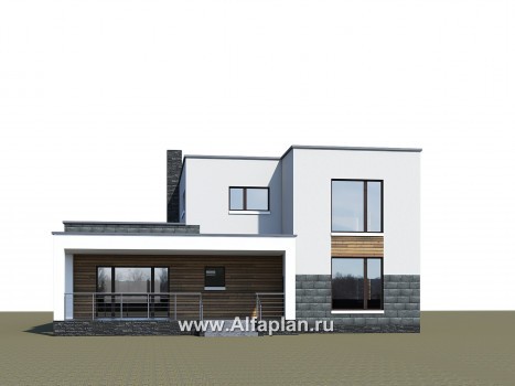 Проекты домов Альфаплан - «Футура» - современный двухэтажный дом с плоской кровлей - превью дополнительного изображения №2