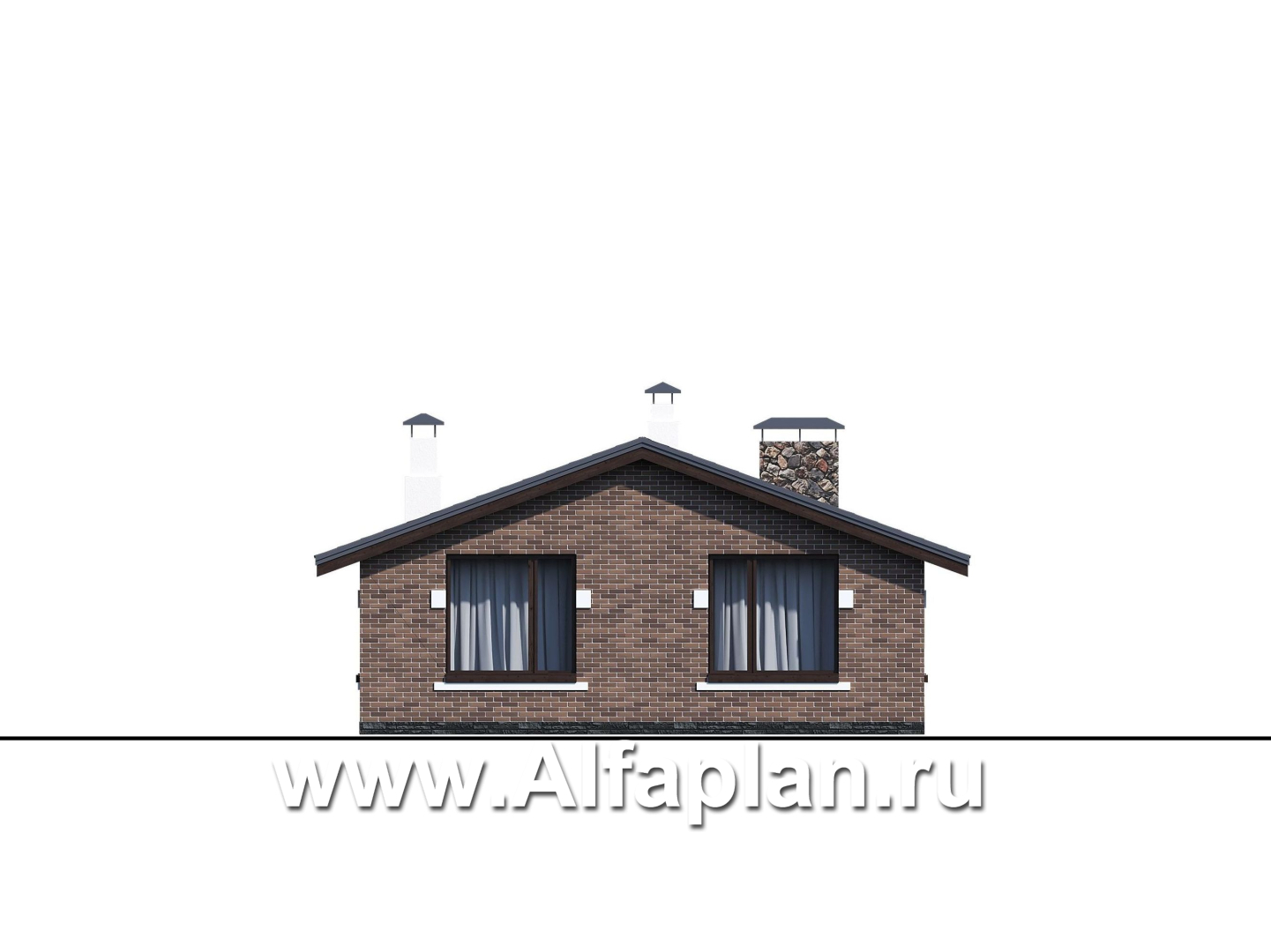 Проекты домов Альфаплан - «Родия» - одноэтажный коттедж с двускатной кровлей - изображение фасада №3