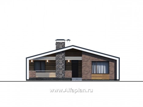 Проекты домов Альфаплан - «Веда» - проект одноэтажного дома в стиле барн (три спальни) - превью фасада №1