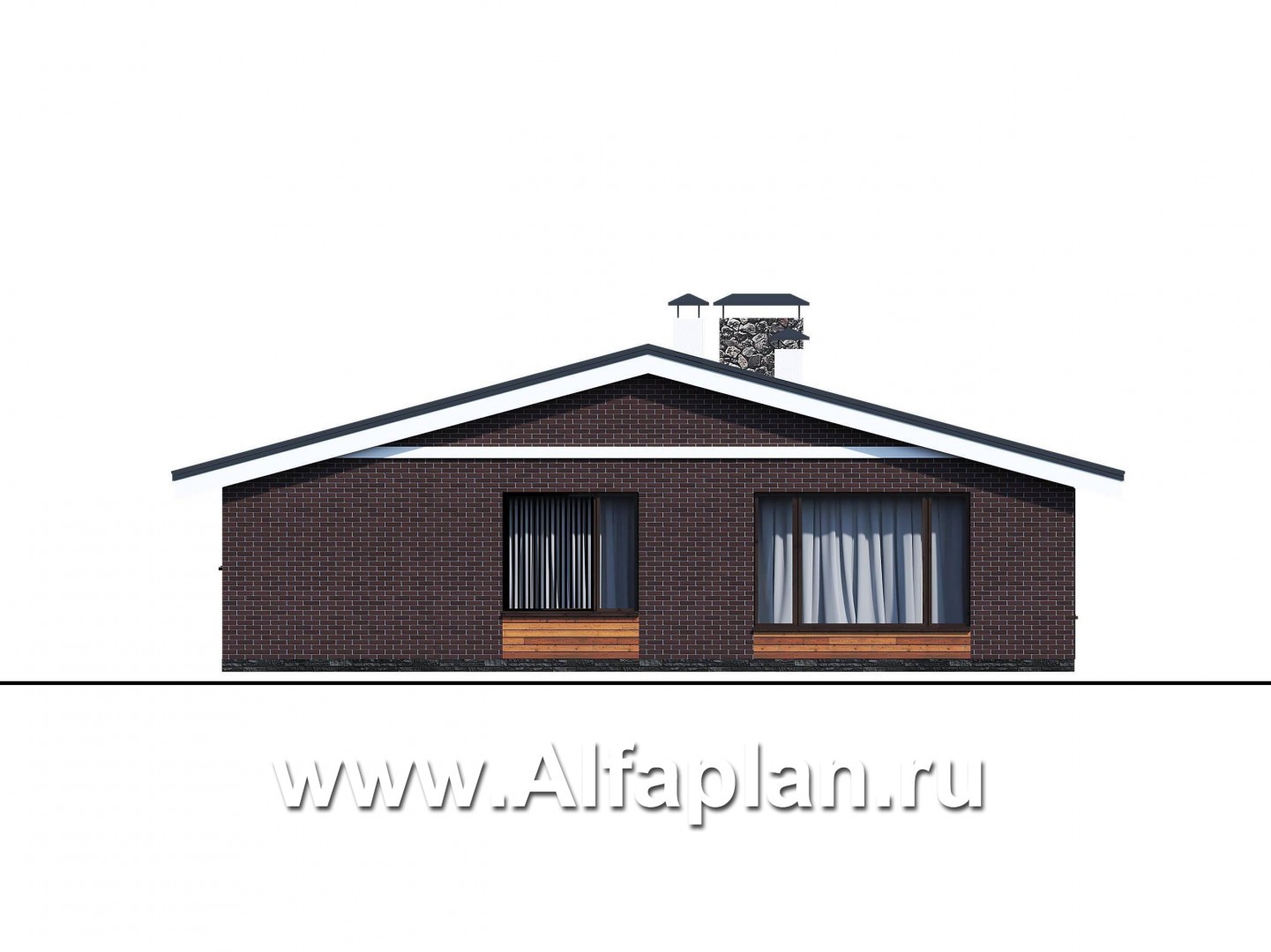 Проекты домов Альфаплан - «Веда» - проект одноэтажного дома с сауной - изображение фасада №4