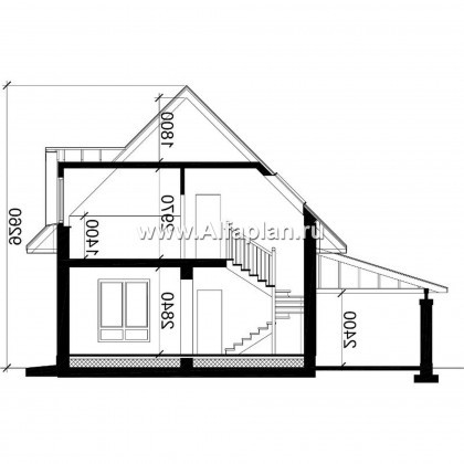 Проекты домов Альфаплан - Проект компактного мансардного дома с навесом для машины - превью плана проекта №3