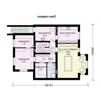 Проекты домов Альфаплан - Проект вухэтажного особняка с цокольным этажом - превью плана проекта №1
