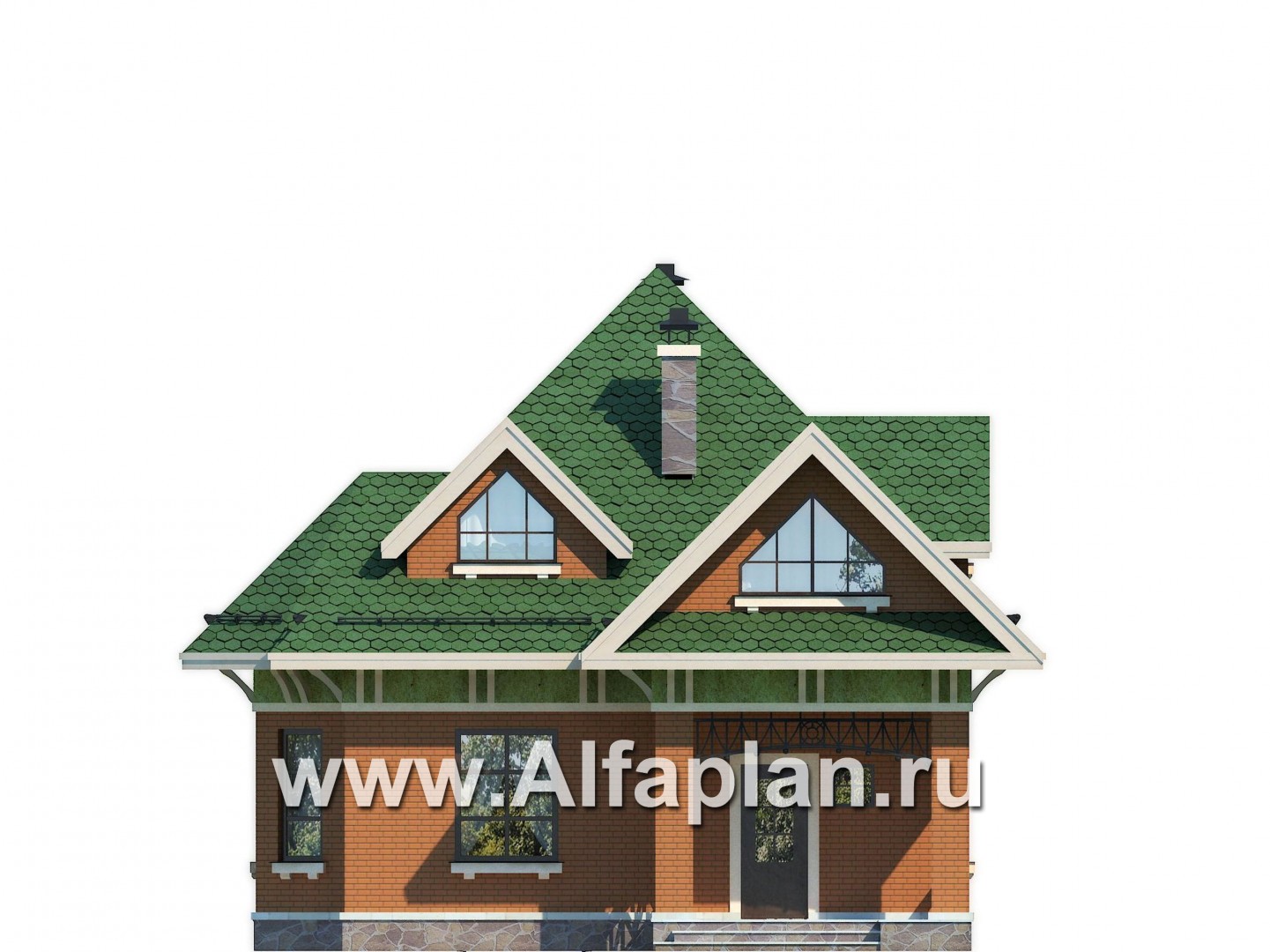 Проекты домов Альфаплан - Проект мансардного дома для небольшого участка - изображение фасада №1