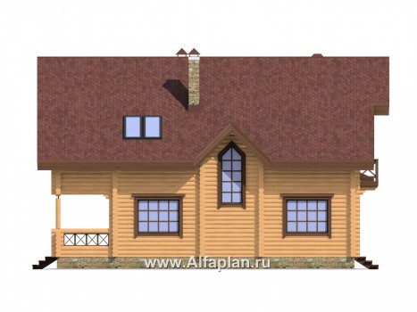 Проекты домов Альфаплан - Проект деревянного дома с верандой - превью фасада №4
