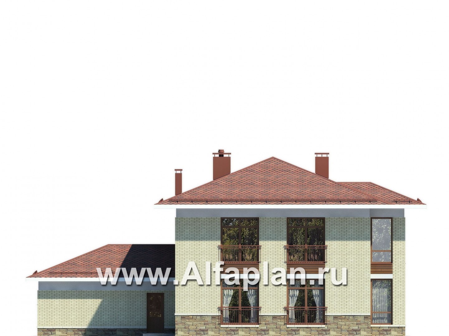 Проекты домов Альфаплан - Проект загородный дома с большим гаражом - изображение фасада №3
