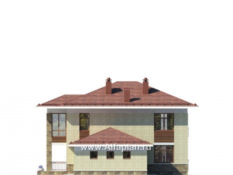 Проекты домов Альфаплан - Проект загородный дома с большим гаражом - превью фасада №2