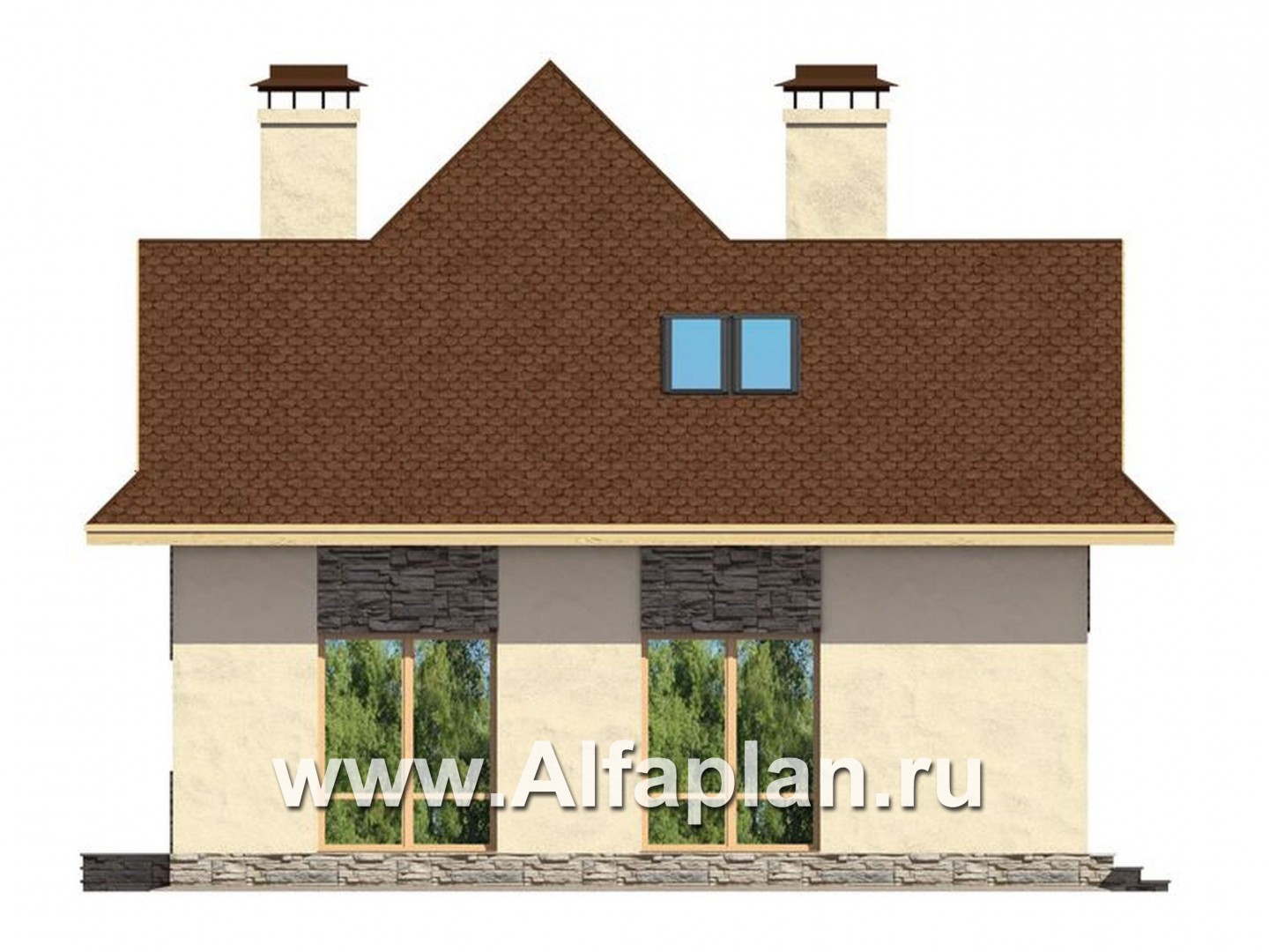 Проекты домов Альфаплан - Проект мансардного дома для маленького участка - изображение фасада №3