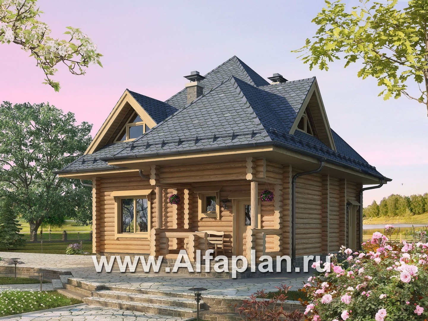 Проекты домов Альфаплан - Проект компактного деревянного дома - основное изображение