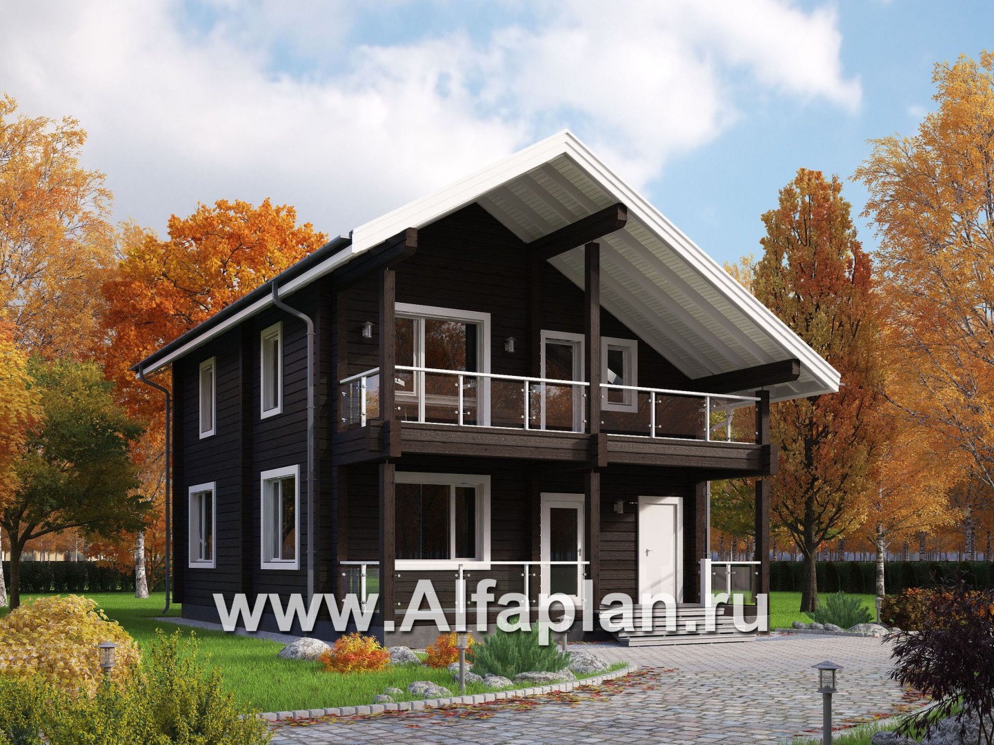 Проекты домов Альфаплан - Проект удобного дома-дача для загородного отдыха - основное изображение