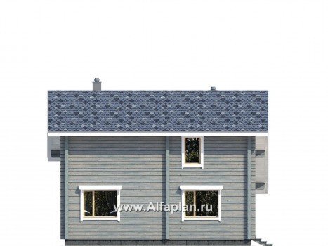 Проекты домов Альфаплан - Проект деревянного дома с простой двускатной кровлей - превью фасада №2