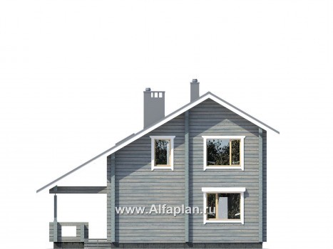 Проекты домов Альфаплан - Проект деревянного дома с простой двускатной кровлей - превью фасада №3