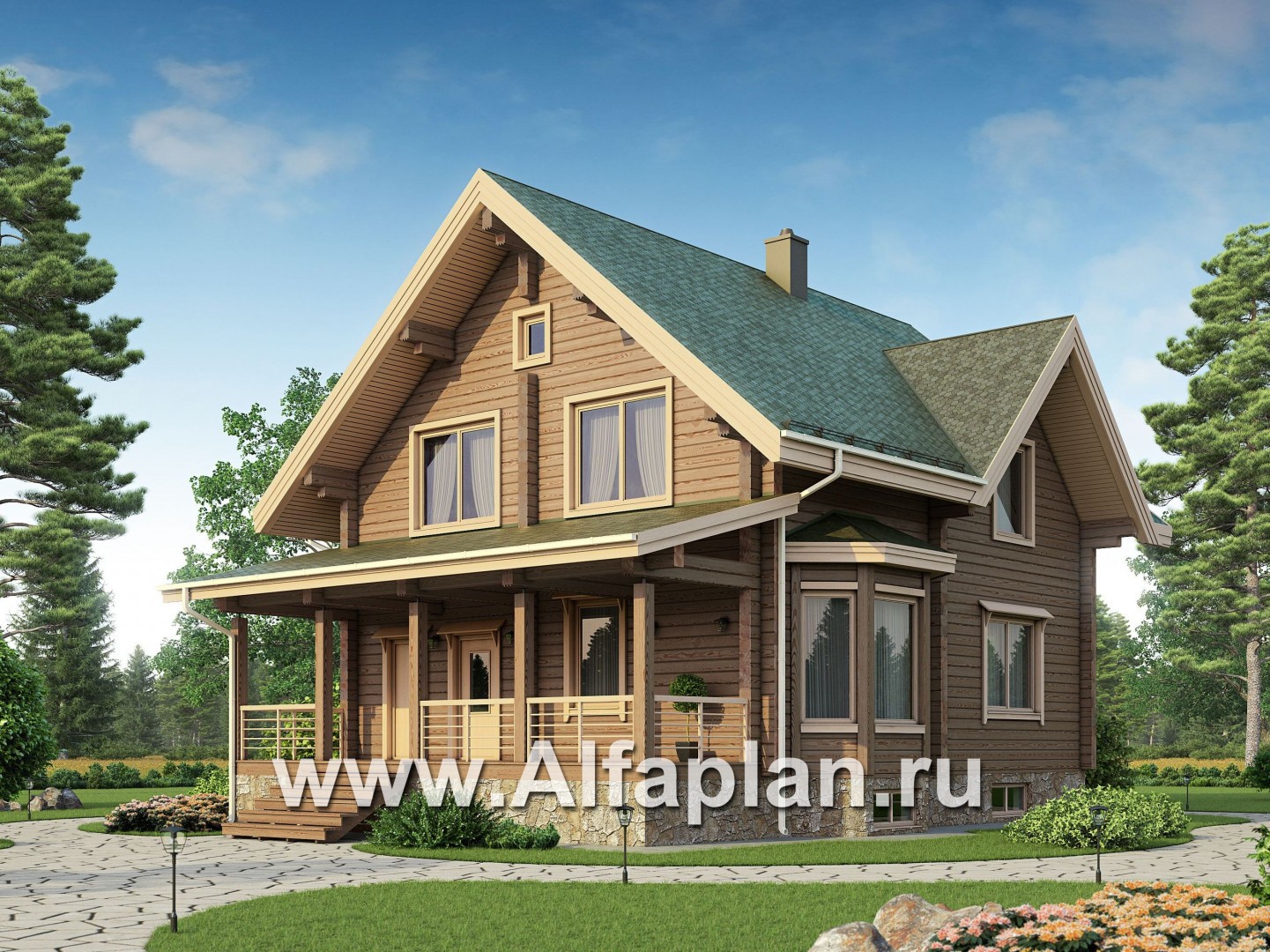 Проекты домов Альфаплан - Проект дома из бруса для загородного отдыха - основное изображение