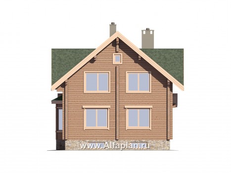 Проекты домов Альфаплан - Проект дома из бруса для загородного отдыха - превью фасада №3