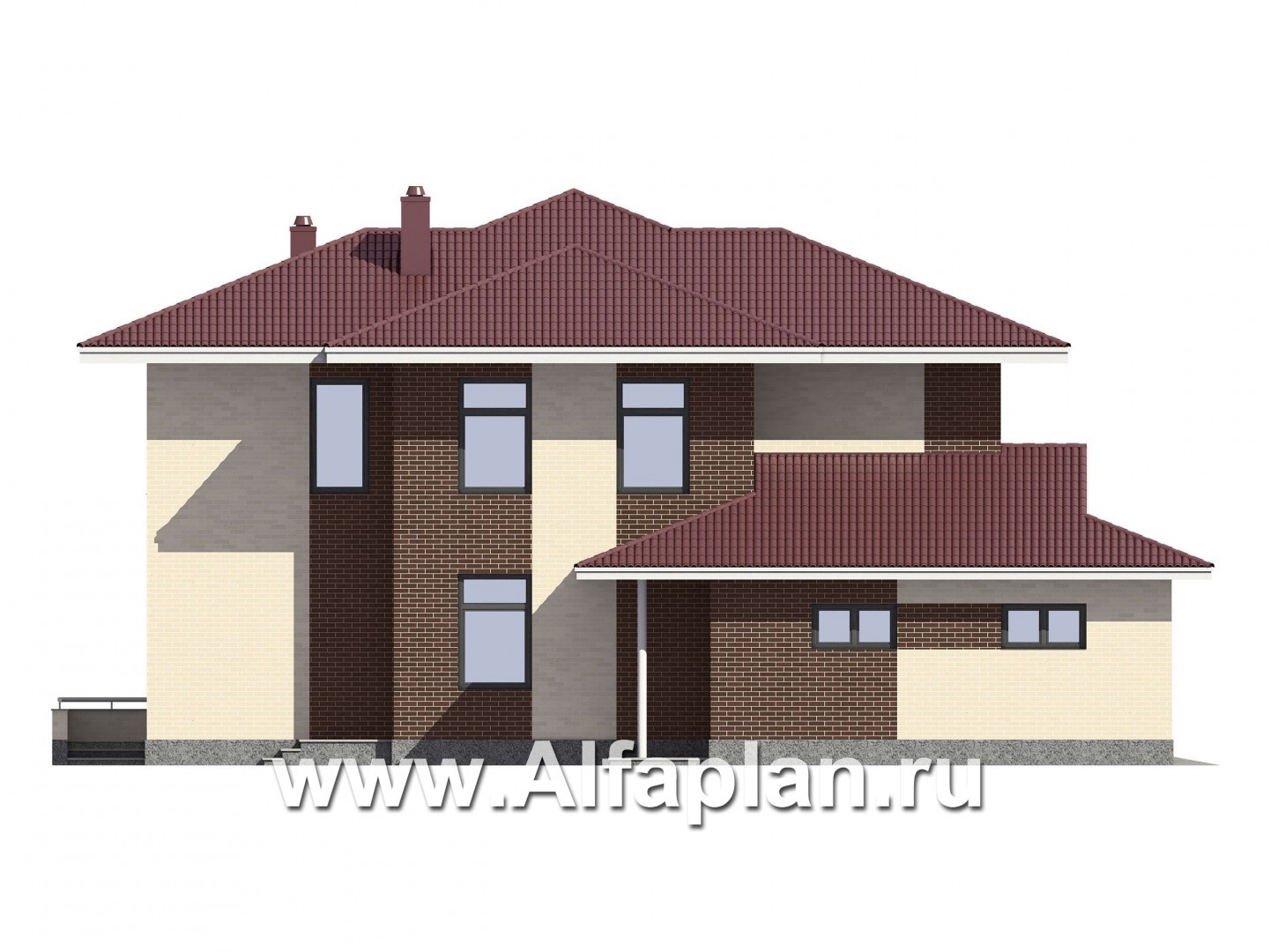 Проекты домов Альфаплан - Проект комфортабельного дома в современном стиле - изображение фасада №4