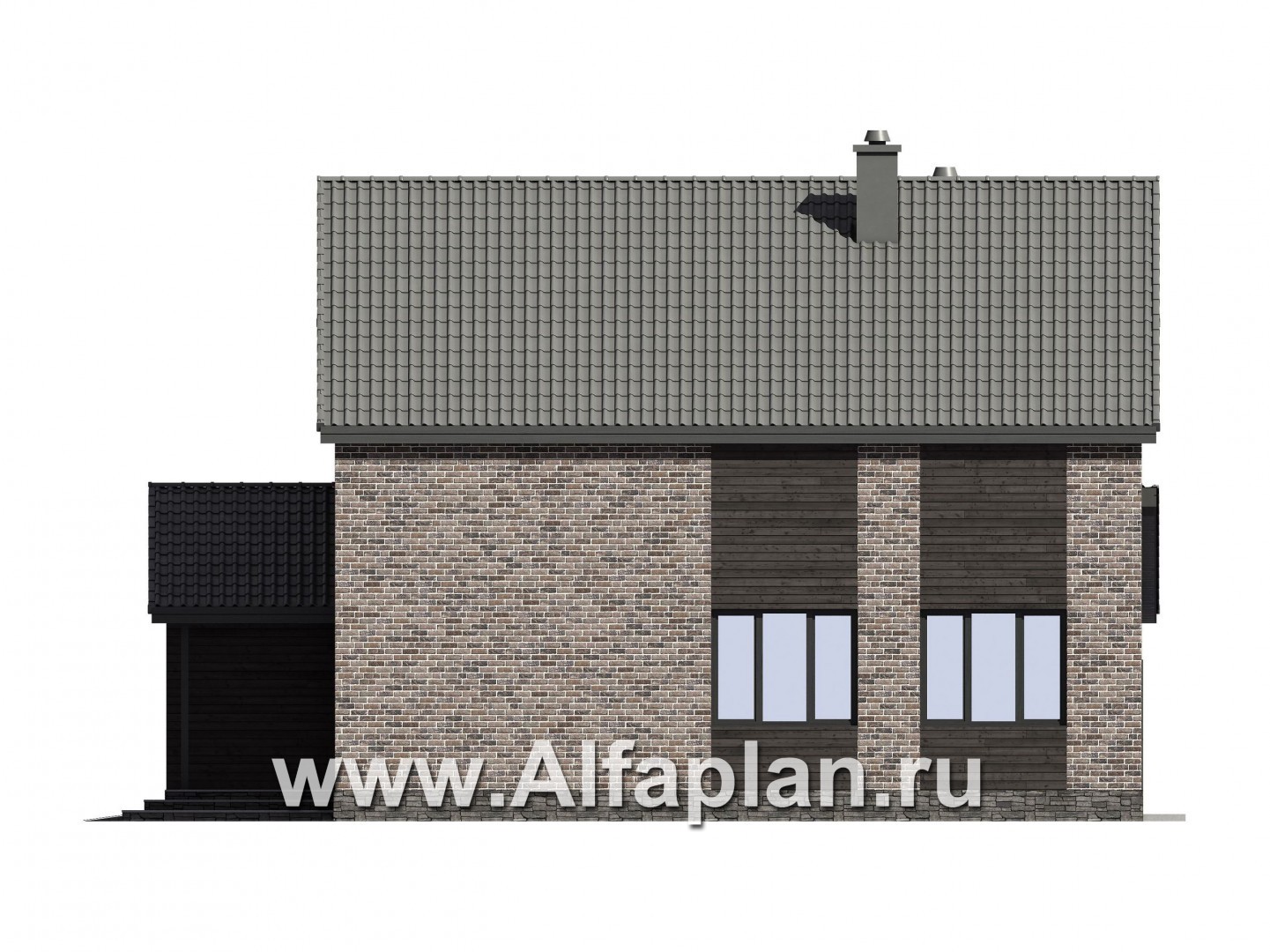 Проекты домов Альфаплан - Проект двухэтажного загородного дома с гаражом - изображение фасада №2