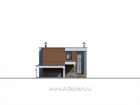 Проекты домов Альфаплан - «Бетельгейзе» - хай-тек вилла с плоской кровлей - превью фасада №1