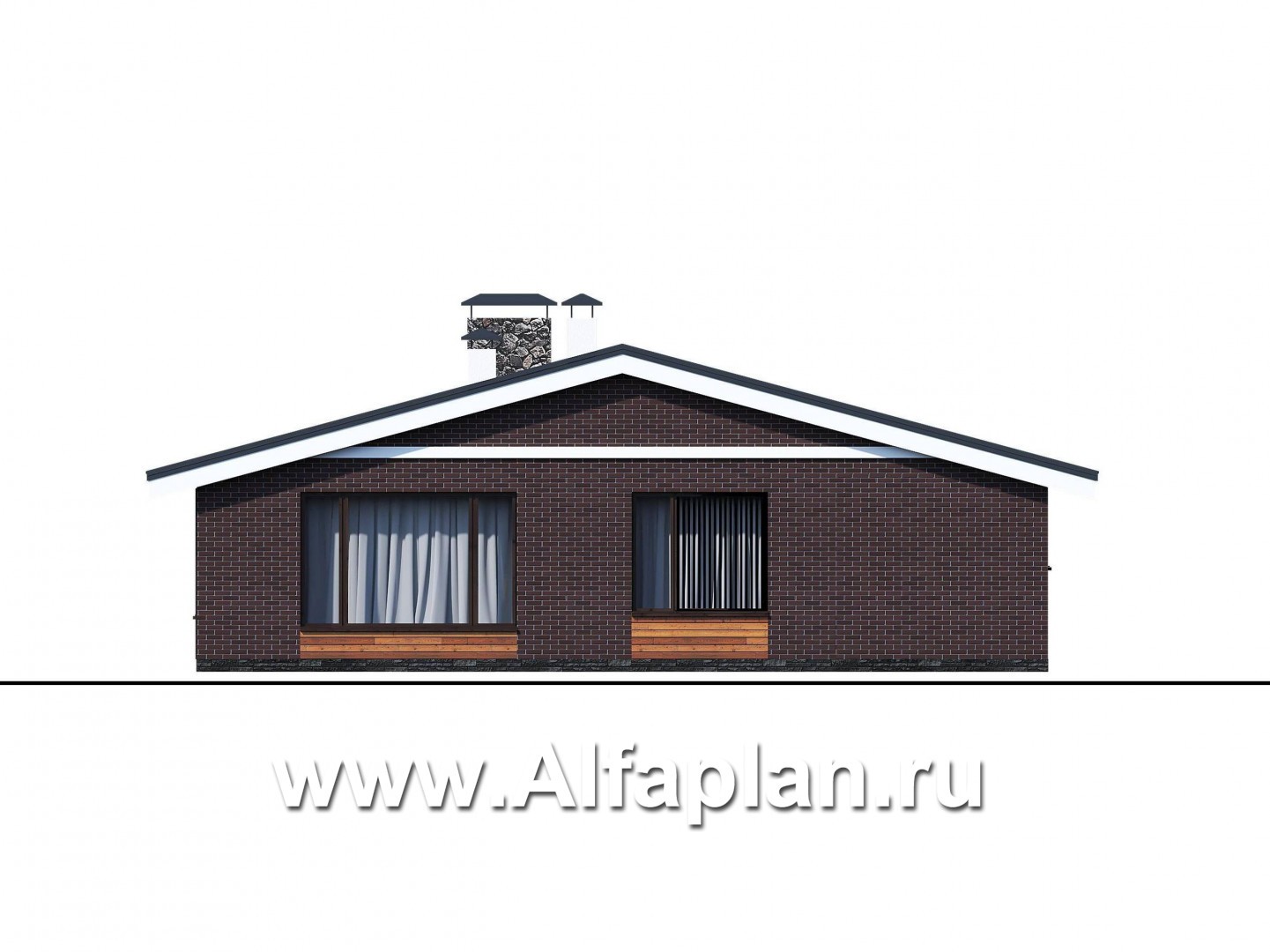 Проекты домов Альфаплан - «Веда» - проект одноэтажного дома с сауной - изображение фасада №4
