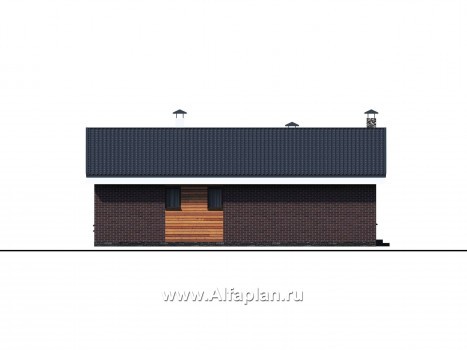 Проекты домов Альфаплан - «Веда» - проект одноэтажного дома с сауной - превью фасада №1