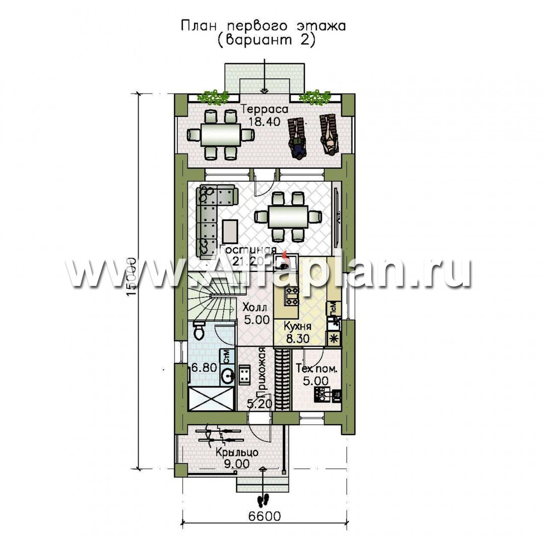 Проекты домов Альфаплан - «Барн» - современный мансардный дом с террасой и балконом - план проекта №2
