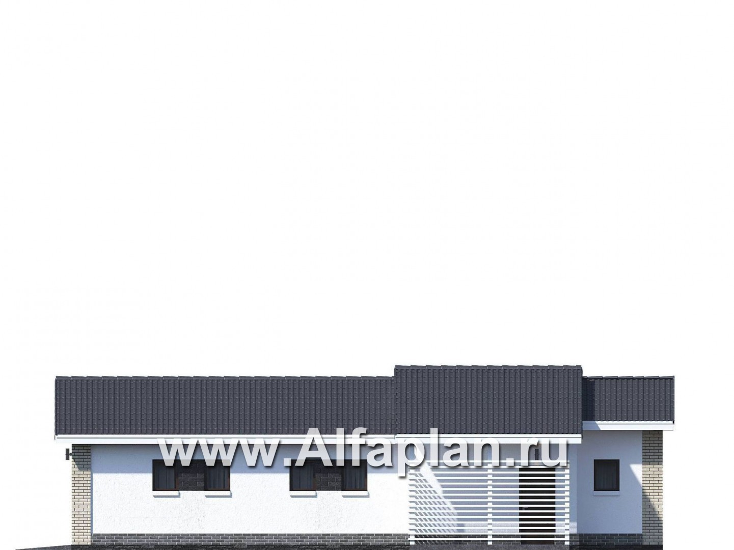 Проекты домов Альфаплан - Теплый гараж на 2 места или эллинг для катера - изображение фасада №1