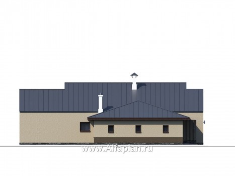 Проекты домов Альфаплан - «Аркада» - современный одноэтажный дом с сауной и большим гаражом - превью фасада №4
