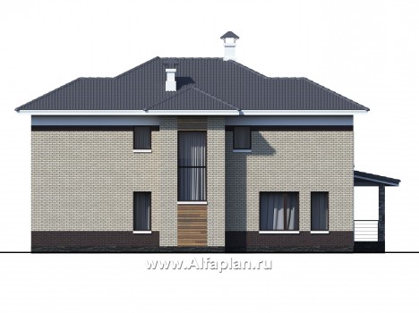 Проекты домов Альфаплан - «Фрида» - проект современного двухэтажного дома с удобной планировкой - превью фасада №3