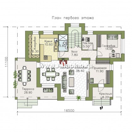 Проекты домов Альфаплан - «Фрида» - проект современного двухэтажного дома с удобной планировкой - превью плана проекта №1