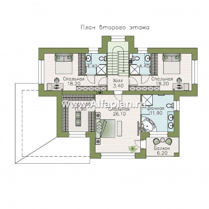 Проекты домов Альфаплан - «Фрида» - проект современного двухэтажного дома с удобной планировкой - превью плана проекта №2