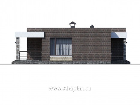 Проекты домов Альфаплан - «Бенуа» - стильный коттедж с плоской кровлей - превью фасада №3