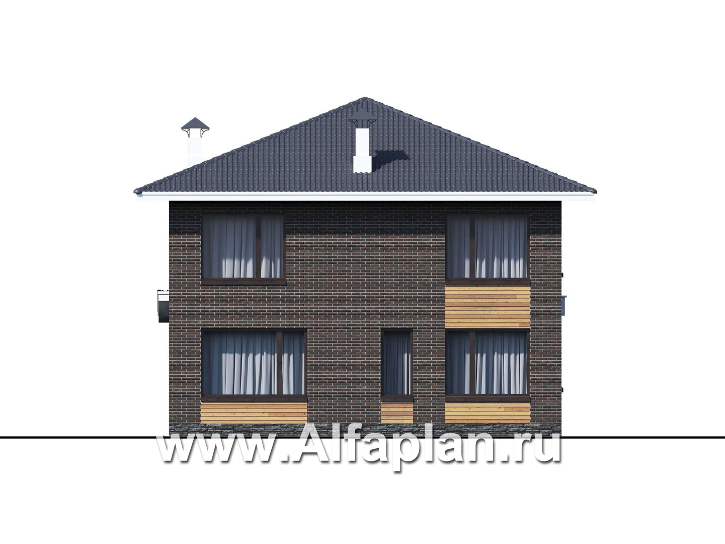 Проекты домов Альфаплан - «Эрго» - проект компактного дома 10х10м с удобной планировкой - изображение фасада №2