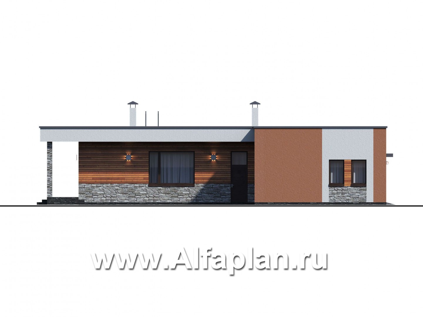 Проекты домов Альфаплан - Гараж на 4 авто и спа с сауной и хамам - изображение фасада №2