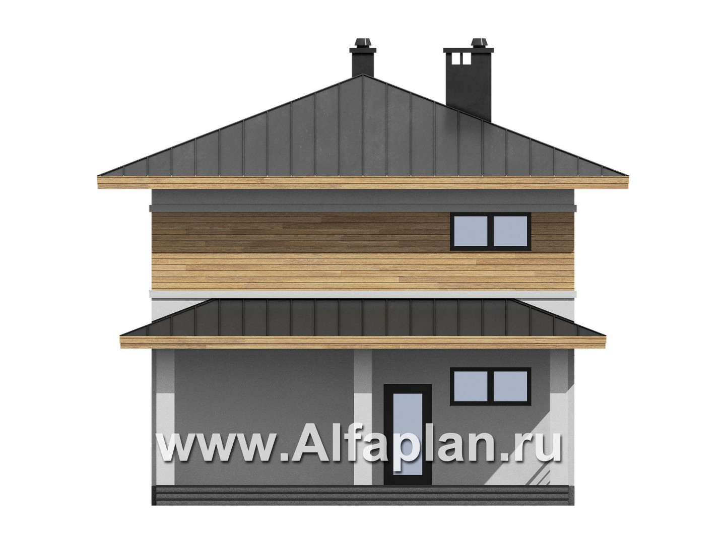Проекты домов Альфаплан - Проект  двухэтажного дома с компактным планом - изображение фасада №1