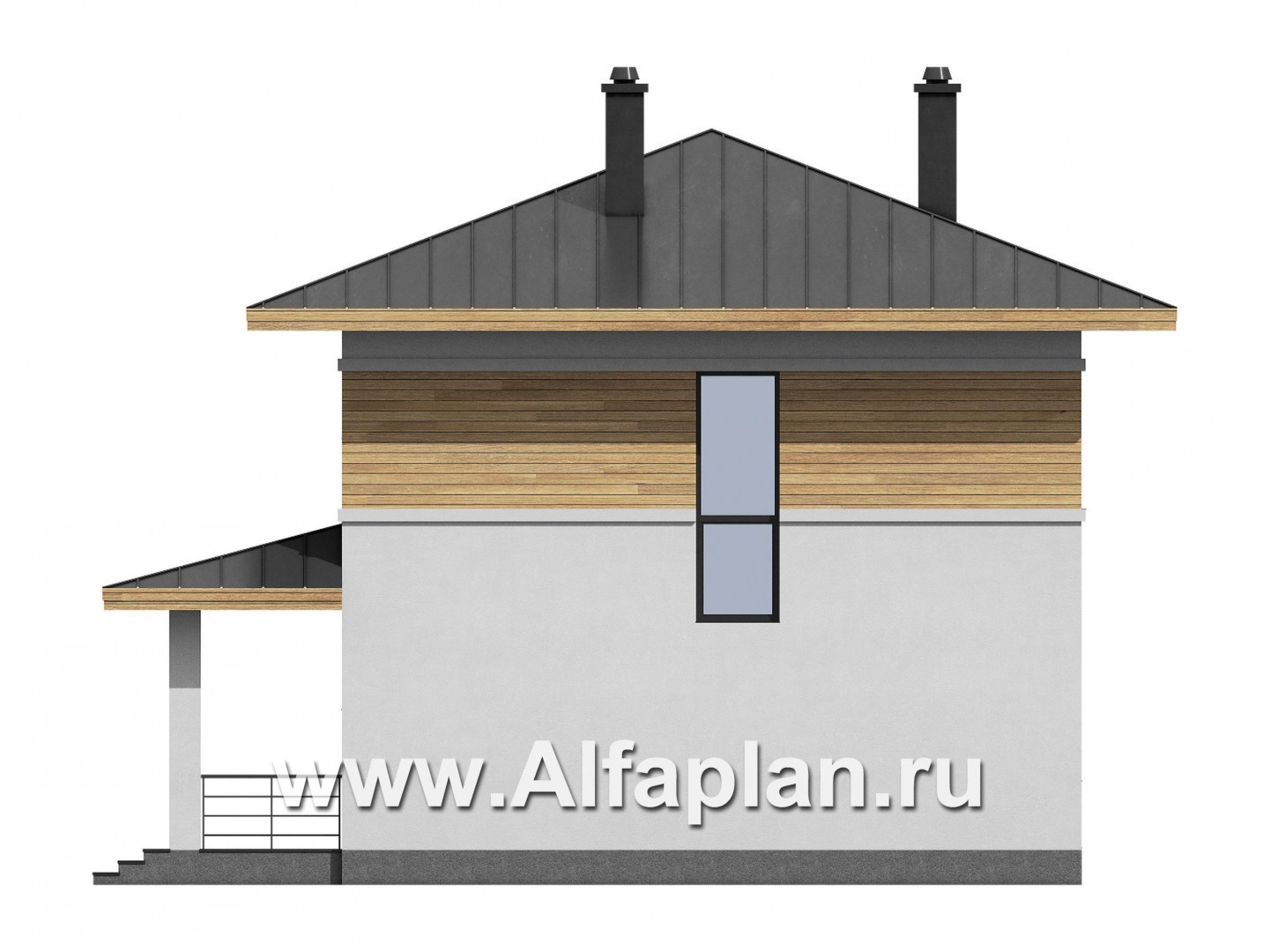 Проекты домов Альфаплан - Проект  двухэтажного дома с компактным планом - изображение фасада №2