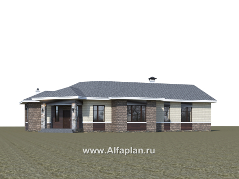 Проекты домов Альфаплан - «Модуль» — одноэтажный дом с диагональным планом, 4 спальни - превью дополнительного изображения №2